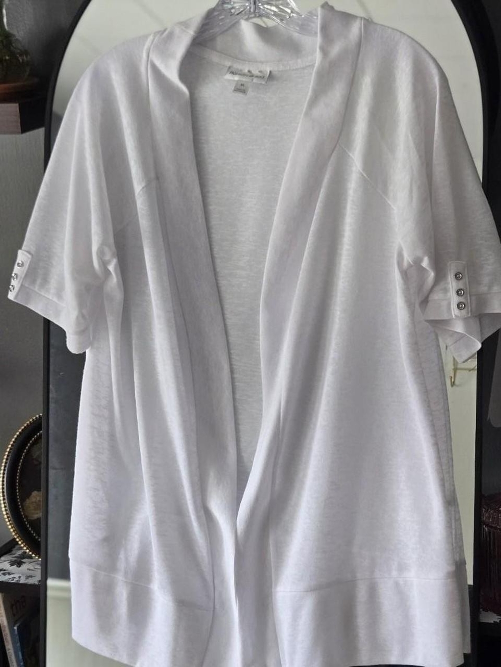 White Short Sleeve Cardigan